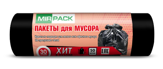 Мешки для мусора ПНД 30л 7 мкм 30 шт черные купить - цена в Минске