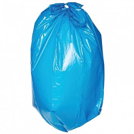 Мешки для мусора ПВД 120л 120 мкм 10 шт синие обезличенные - Вид 1