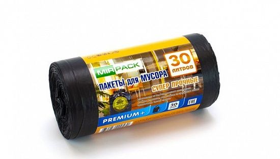 Мешки для мусора 30 л, 20 мкм, черные, ПСД, прочные (в рулоне 30 штук, 50х60 см) - Вид 2