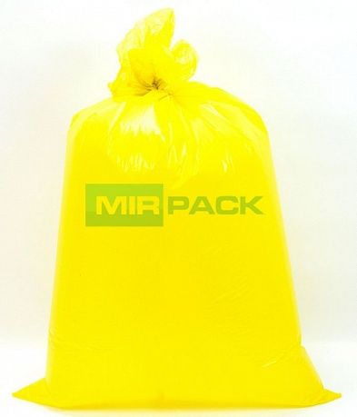 Мешки для мусора 120 литров, 40 мкм, в рулоне 10 штук, желтые, 70x110 см, 2 слоя, Премиум - Вид 2