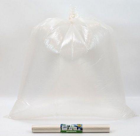 Мешки для мусора 180 л, 30 мкм, в рулоне 10 штук, ПВД, прозрачные, 2 слоя, 93х110 см, Professional - Вид 2