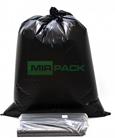 Мешки для мусора 180 литров, 35 мкм, 10 шт, ПВД, черные - 2х слойные - Вид 2