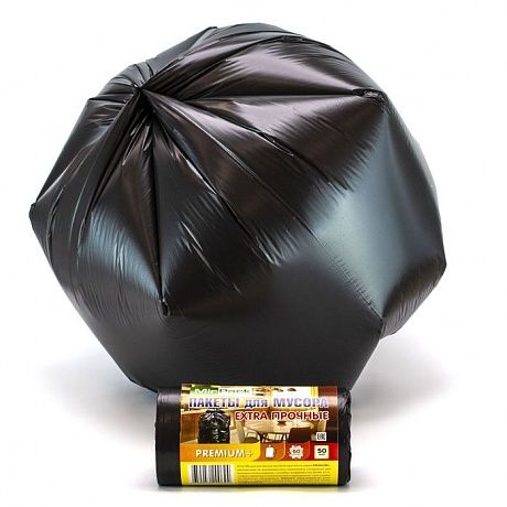 Мешки для мусора 60 л, 20 мкм, ПСД, черные, в рулоне 50 штук, 60х70 см - Вид 2