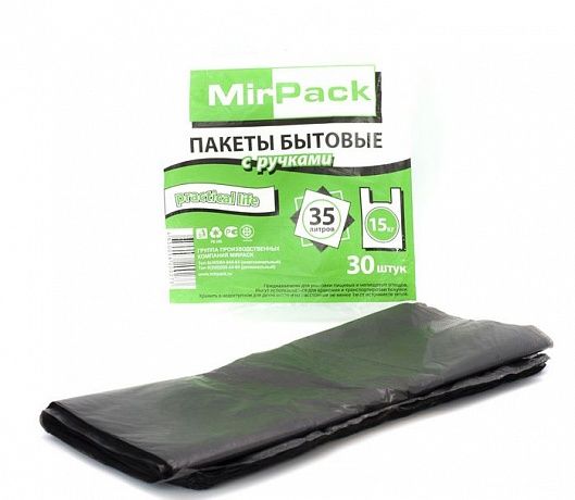 Мешки для мусора 35 л, с ручками, 30 шт. ПНД, 14 мкм. - Вид 2